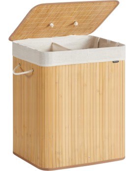 Bambusový koš na prádlo Bradly 120 L hnědý