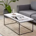 Konferenční stolek Barossa 110 cm bílý mramor/černý