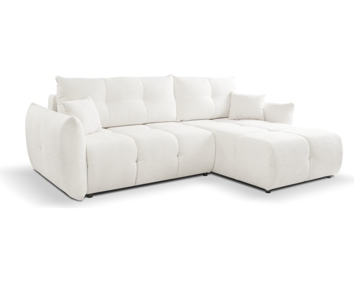 Rozkládací rohová sedací souprava Base 257 cm Sicuro 60 bouclé krémová univerzální