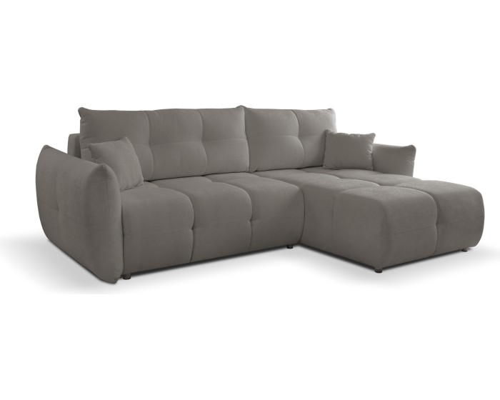 Rozkládací rohová sedací souprava Base 257 cm Sicuro 75 bouclé šedá univerzální