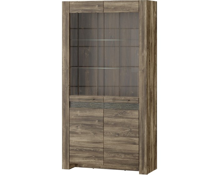 Vitrína Belveder 102 cm 12 s LED osvětlením dub Stirling