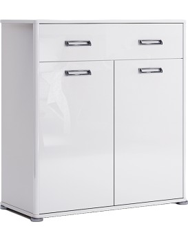 Komoda Bella 90 cm lesklá bílá