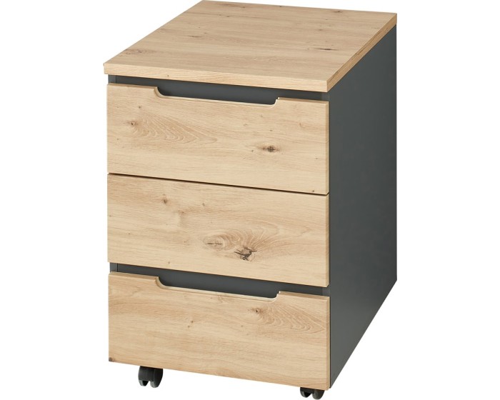 Kancelářský kontejner Brego 17 45 cm se zásuvkami grafit/dub Artisan