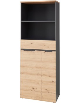 Kancelářský regál Brego 02 75 cm se zásuvkou grafit/dub Artisan