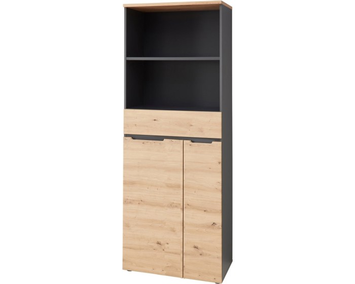 Kancelářský regál Brego 02 75 cm se zásuvkou grafit/dub Artisan