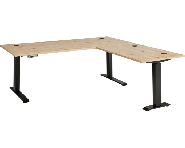 Rohový výškově nastavitelný psací stůl Brego 76 185 cm dub Artisan/černý