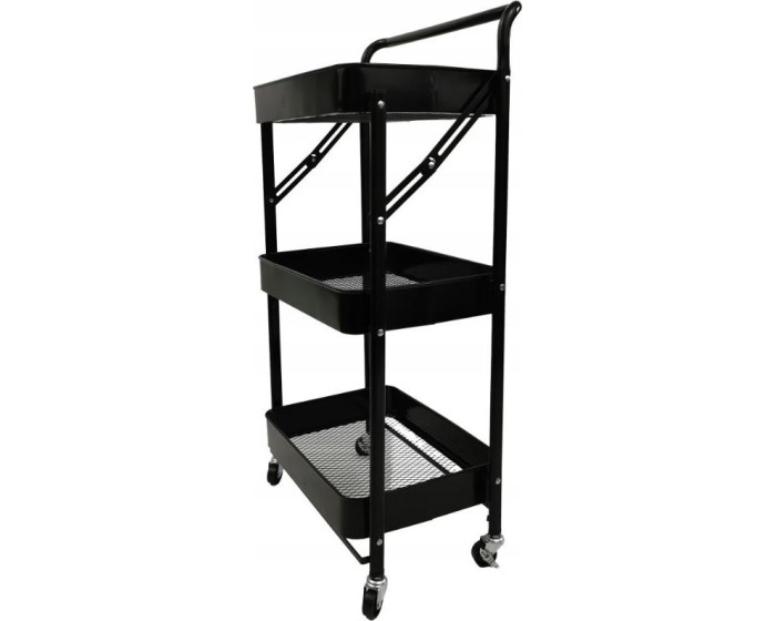 Kovový skládací kuchyňský vozík CARRIAGE 82 cm černý