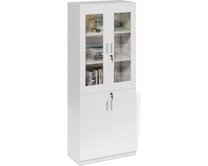 Vysoká kancelářská skříň Houseland Prime Neo 02 80 cm bílá
