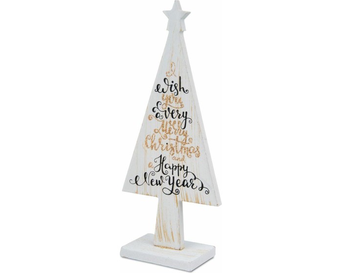 Dřevěná dekorace Merry Christmas 25 cm bílá