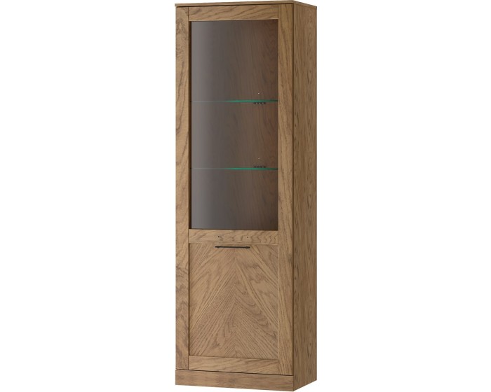 Vitrína Cozy 10 z masivu s LED osvětlením 65 cm dub Rustikal