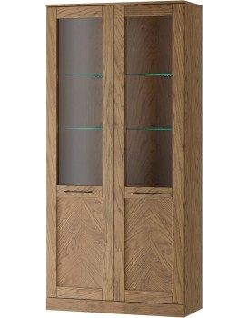 Vitrína Cozy 12 z masivu s LED osvětlením 95 cm dub Rustikal