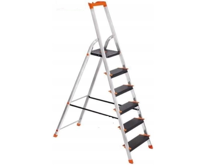 Šestistupňové schůdky Xero 186 cm černé/stříbrné