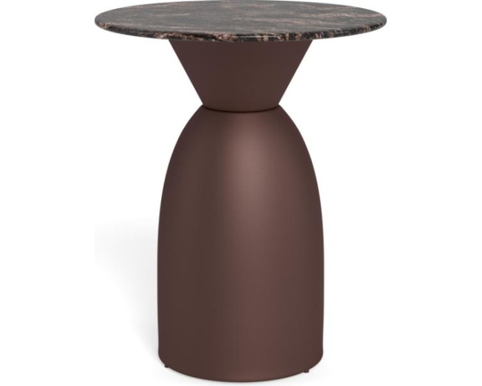 Konferenční stolek Ferrol 40 cm hnědý mat/mramor cocoa lesk