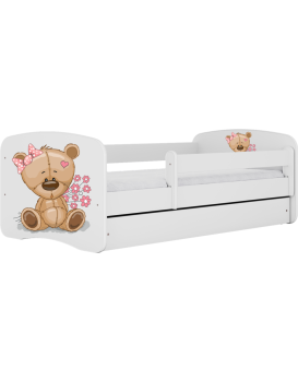 Dětská postel Babydreams méďa s kytičkami bílá