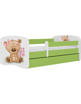 Dětská postel Babydreams méďa s kytičkami zelená