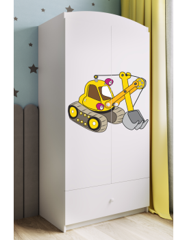 Dětská skříň Babydreams 90 cm bagr bílá