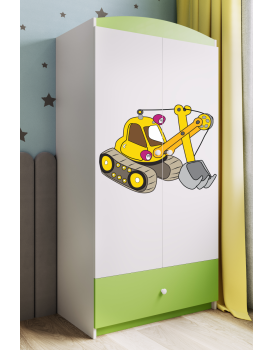 Dětská skříň Babydreams 90 cm bagr zelená