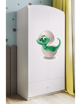 Dětská skříň Babydreams 90 cm dinosaurus bílá