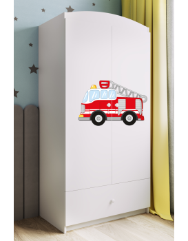 Dětská skříň Babydreams 90 cm hasičské auto bílá