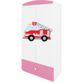 Dětská skříň Babydreams 90 cm hasičské auto růžová