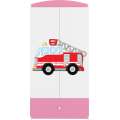 Dětská skříň Babydreams 90 cm hasičské auto růžová