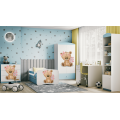 Dětská skříň Babydreams 90 cm méďa s kytičkami modrá