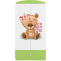 Dětská skříň Babydreams 90 cm méďa s kytičkami zelená