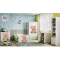 Dětská skříň Babydreams 90 cm méďa s kytičkami zelená