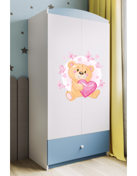Dětská skříň Babydreams 90 cm medvídek s motýlky modrá