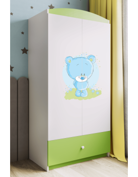Dětská skříň Babydreams 90 cm medvídek zelená