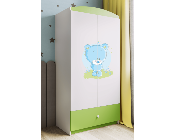 Dětská skříň Babydreams 90 cm medvídek zelená