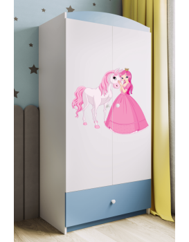 Dětská skříň Babydreams 90 cm princezna a poník modrá