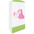 Dětská skříň Babydreams 90 cm princezna a poník zelená