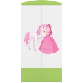 Dětská skříň Babydreams 90 cm princezna a poník zelená