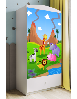 Dětská skříň Babydreams 90 cm safari bílá