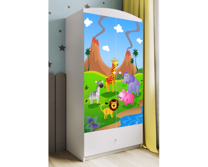 Dětská skříň Babydreams 90 cm safari bílá
