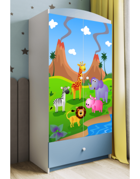 Dětská skříň Babydreams 90 cm safari modrá