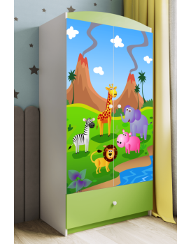Dětská skříň Babydreams 90 cm safari zelená