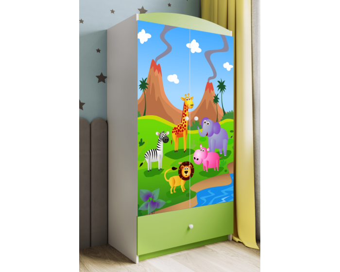Dětská skříň Babydreams 90 cm safari zelená