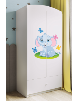 Dětská skříň Babydreams 90 cm slon s motýlky bílá