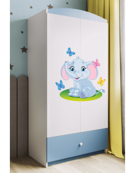 Dětská skříň Babydreams 90 cm slon s motýlky modrá