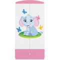 Dětská skříň Babydreams 90 cm slon s motýlky růžová