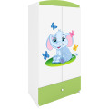 Dětská skříň Babydreams 90 cm slon s motýlky zelená