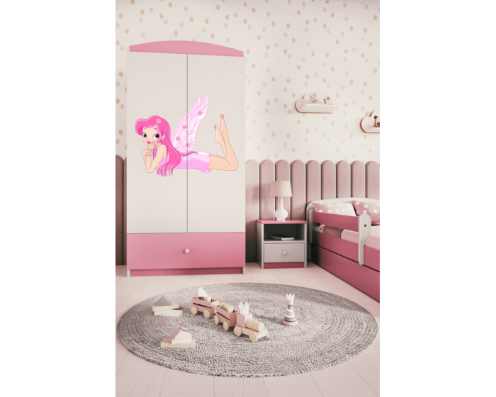 Dětská skříň Babydreams 90 cm víla s křídly růžová