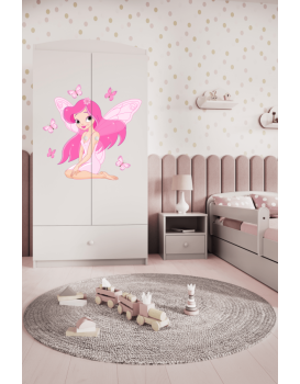 Dětská skříň Babydreams 90 cm víla s motýlky bílá