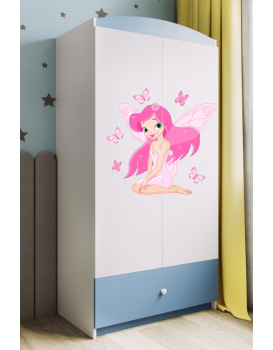Dětská skříň Babydreams 90 cm víla s motýlky modrá
