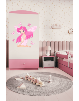 Dětská skříň Babydreams 90 cm víla s motýlky růžová