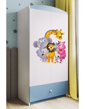 Dětská skříň Babydreams 90 cm ZOO modrá