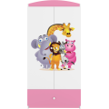 Dětská skříň Babydreams 90 cm ZOO růžová
