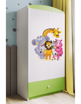 Dětská skříň Babydreams 90 cm ZOO zelená